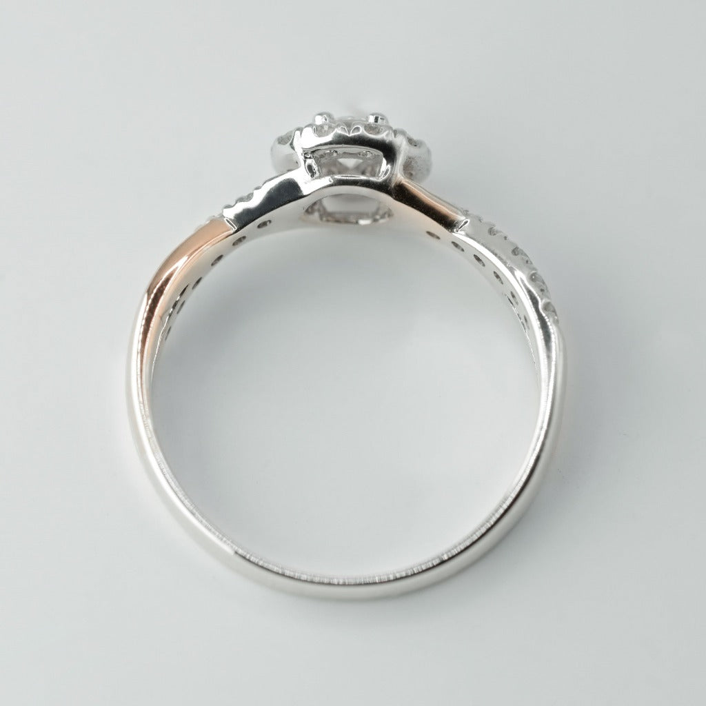 .15ct - center, round cut, genuine diamond .01ct - halo, 6pcs each side(12pcs in total)