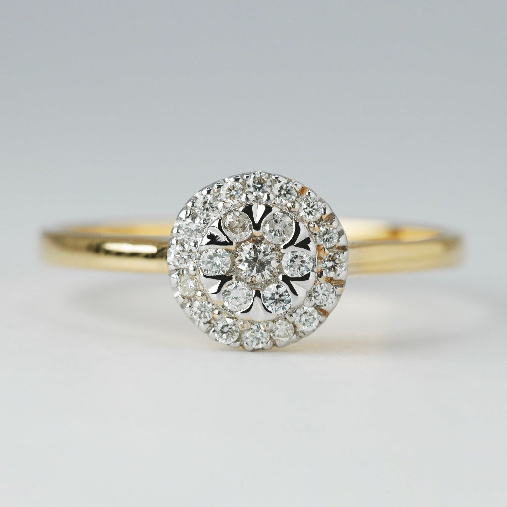 .01ct- 7pcs, illusion setting .005ct- 16pcs