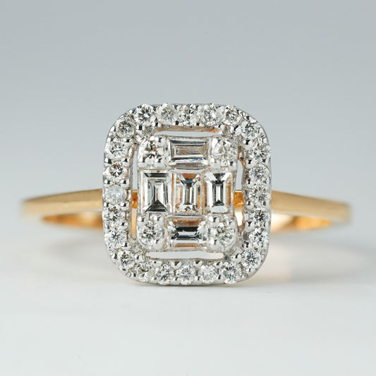 .01ct - 4pcs, round cut .02ct - 2pcs, baguette cut .04ct - 3pcs, baguette cut