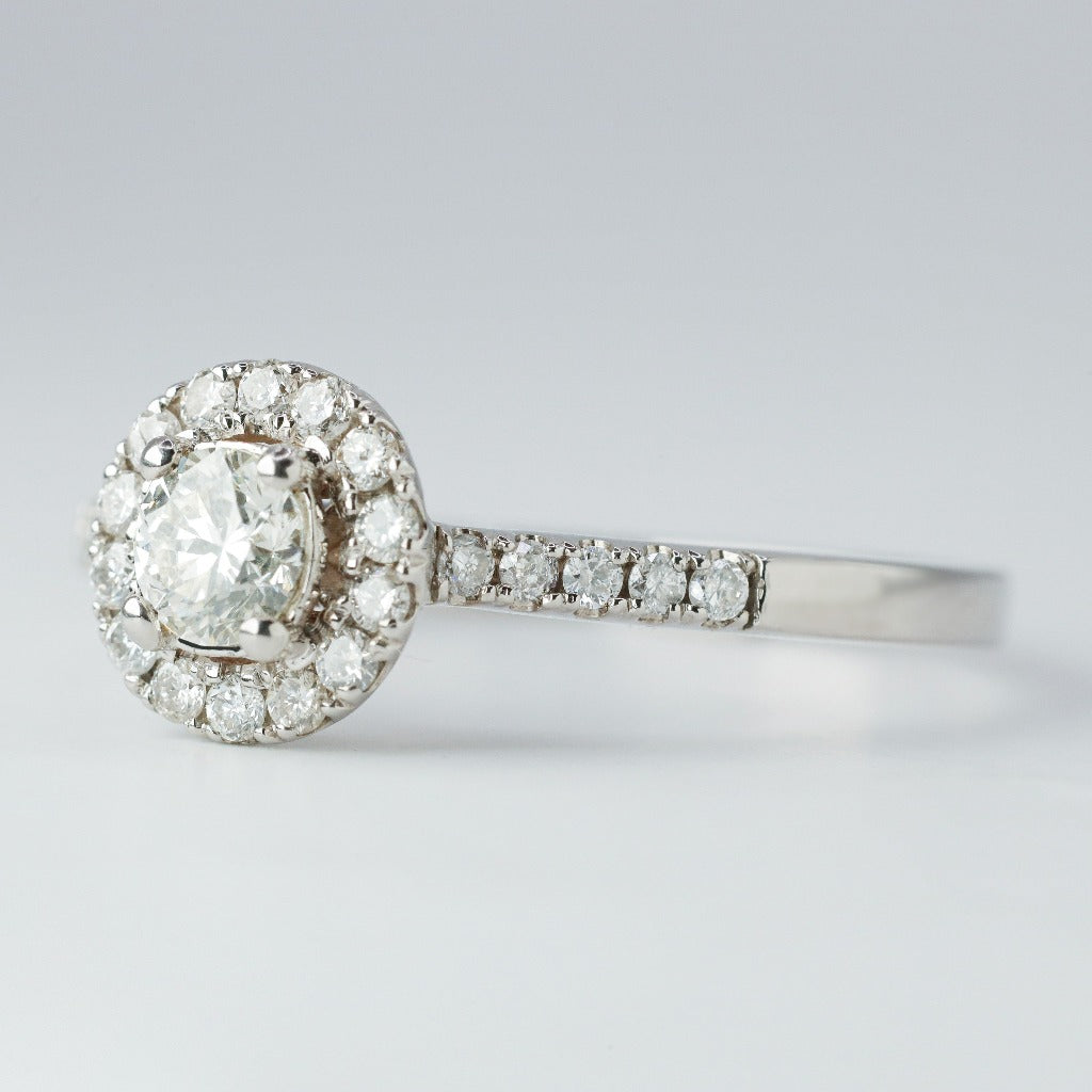 .30ct- center, round cut .01ct- halo .01ct- 5pcs each side(10pcs in total)