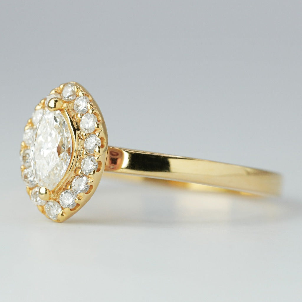 30ct- center, Marquise cut .01ct- 16pcs, halo, round cut