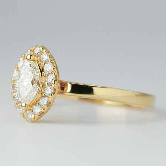 30ct- center, Marquise cut .01ct- 16pcs, halo, round cut