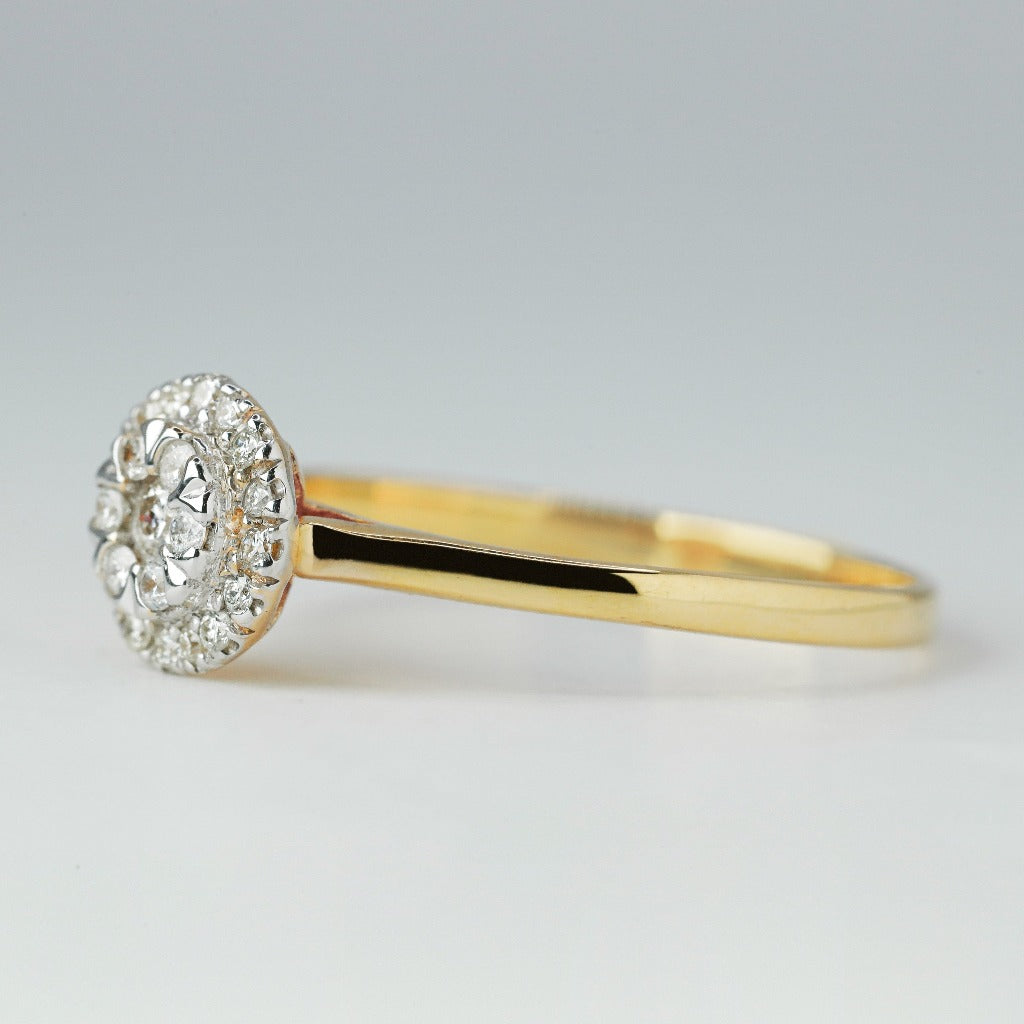 .01ct- 7pcs, illusion setting .005ct- 16pcs